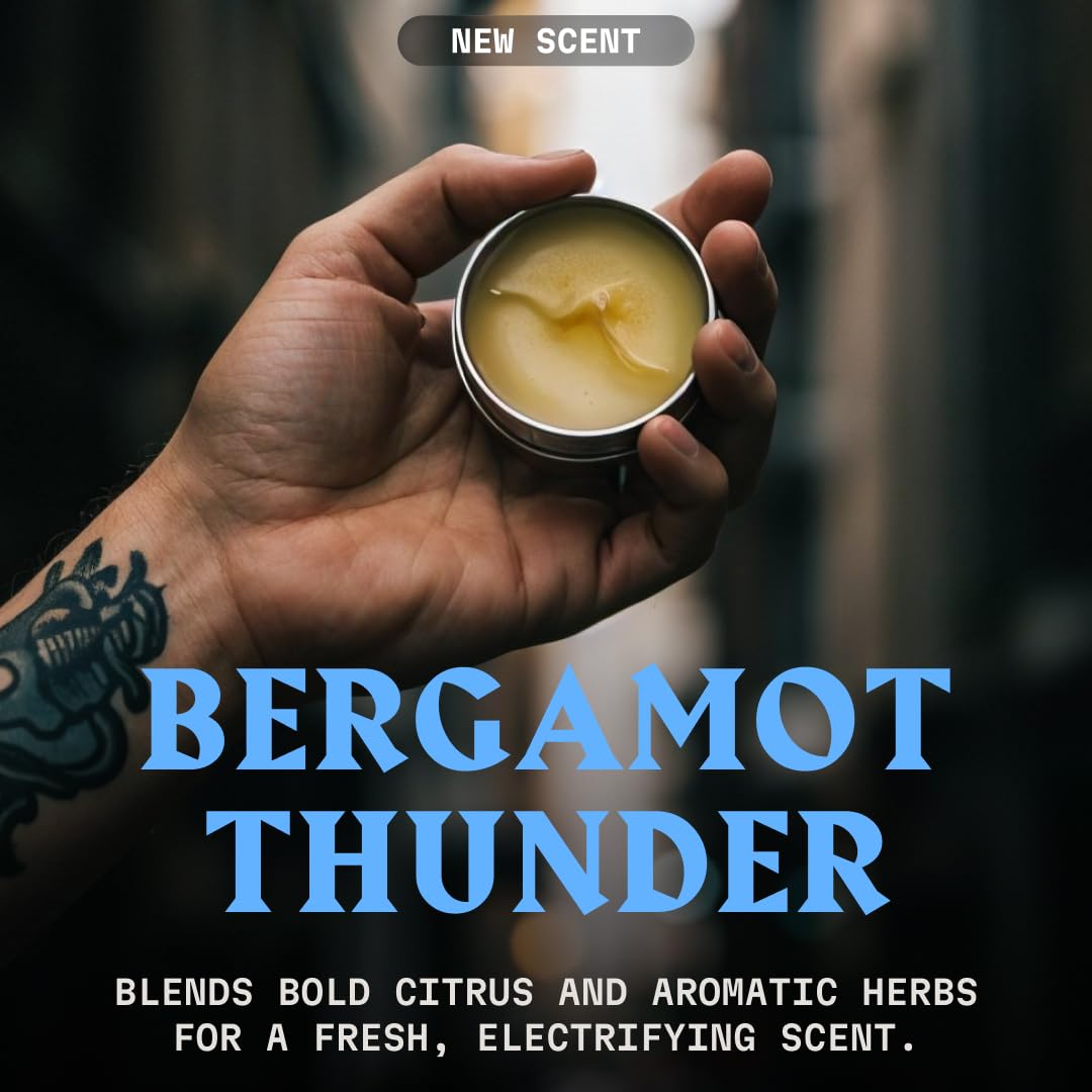 Striking Viking Beard Balm - Leave-In Conditioner with Argan & Jojoba Oils | 2 Oz Bergamot Thunder