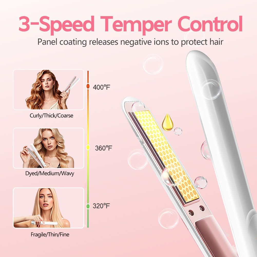 Skiennix Cordless Hair Straightener - Portable, Fast Heating, Sleek White Design