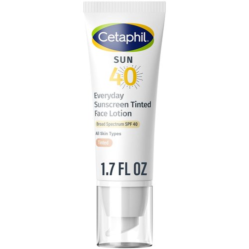 CETAPHIL Tinted Sunscreen Lotion for Face - SPF 40, 100% Mineral Protection, 1.7 fl oz, Sensitive Skin