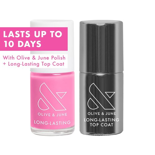 Olive & June Long Lasting Mani System Set - Complete At-Home Nail Kit with Tools, The Poppy, Cuticle Serum & Top Coat | Vegan & Cruelty-Free