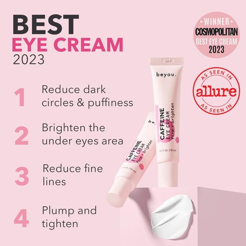 Beyou Caffeine Eye Cream - Hydrating Anti-Aging Treatment for Dark Circles & Puffiness - 0.5 oz