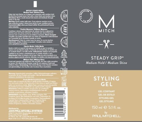 MITCH by Paul Mitchell Steady Grip Hair Gel - Medium Hold & Shine for All Hair Types, 5.1 fl. oz.