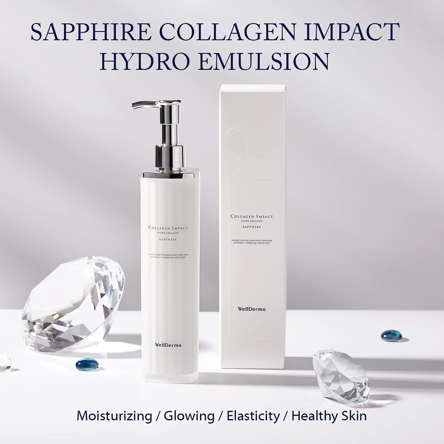 WELLDERMA Sapphire Collagen Hydro Emulsion - Hydrating Face Lotion with Niacinamide & Shea Butter | 100mL