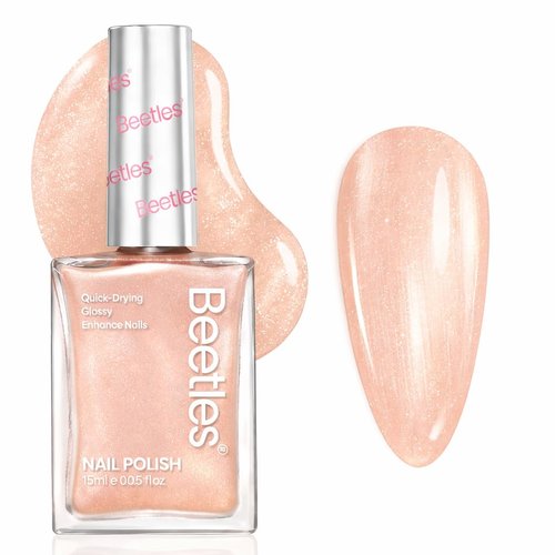 Beetles Pearl Nail Polish, 15ml Blush of Pearls Nail Polish, Champagne Pearl Color Fast Drying & Long Lasting Nail Lacquer Shimmer Art Effect for DIY Nail Salon-Quality Results