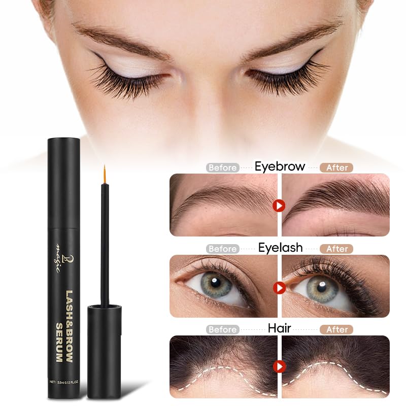 Skiennix Eyelash Growth Serum - Naturally Boosted Formula for Longer, Fuller Lashes & Brows - Black