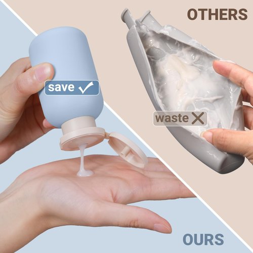 ASEVAT 3.4 oz Plastic Squeeze Bottle for Lotion, Plastic Empty Shampoo Conditioner Container, Plastic Travel Size Toiletries Bottles for Shampoo, Lotion, Cream and Liquids (3 Pcs)