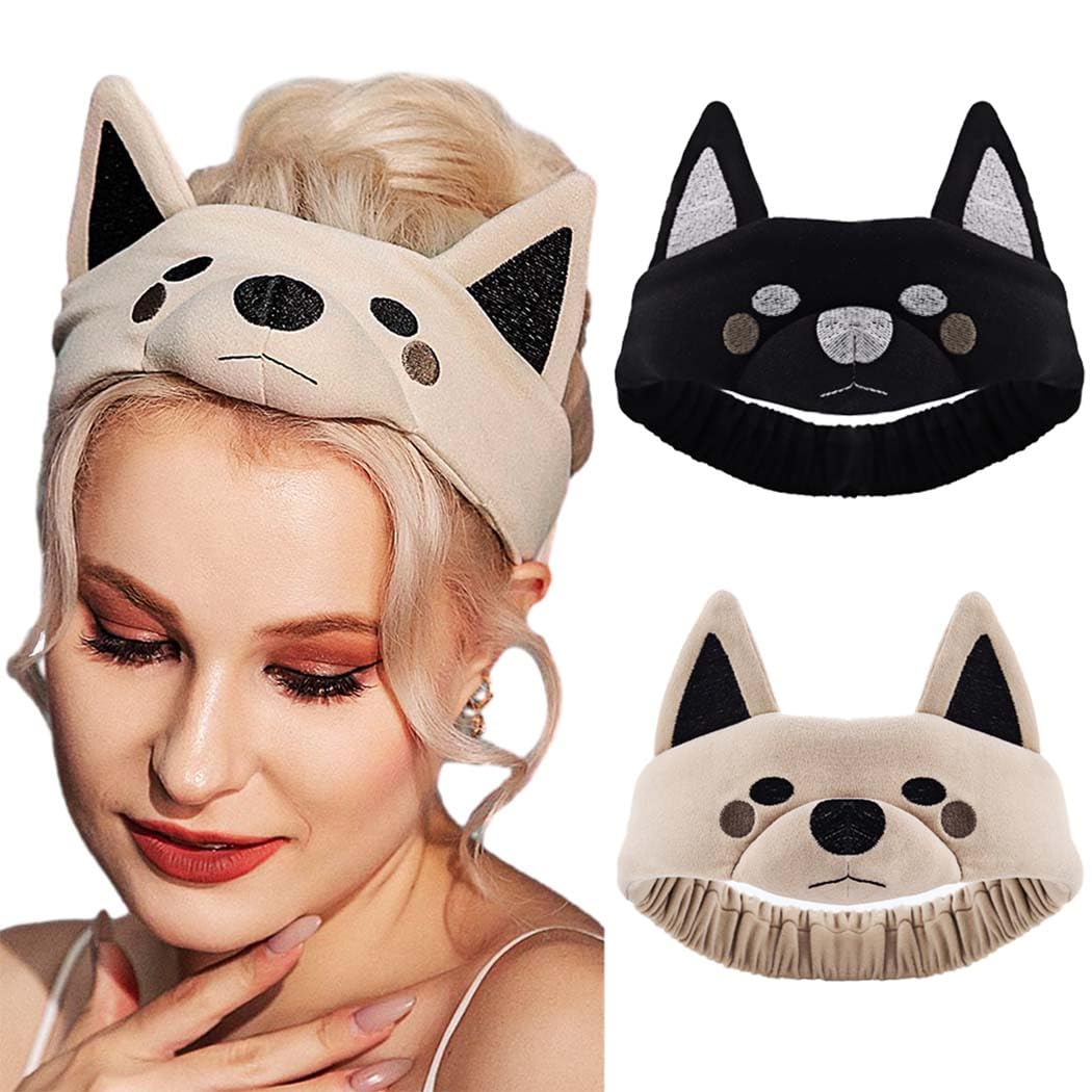 Zoestar Makeup Spa Headband Dog Ears Headbands Washing Face Headwear Animal Costume Hair Accessories for Women and Girls