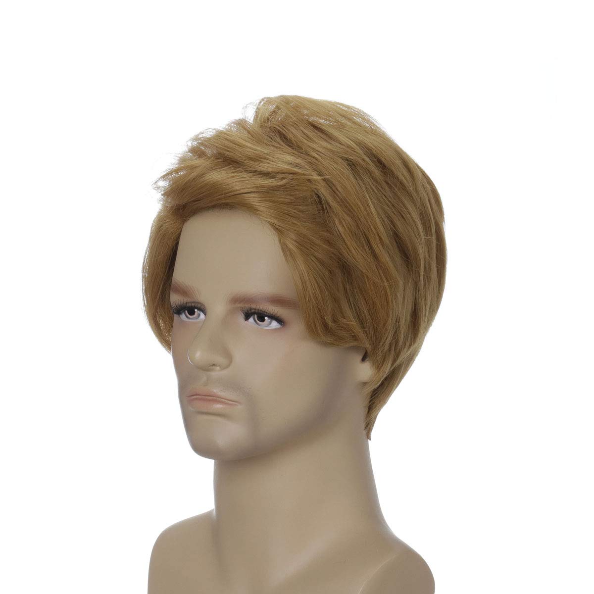 QACCF Short Straight Mens Halloween Costume Shaggy Cosplay Wig (Ash Ginger)