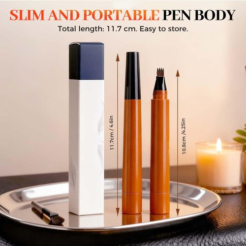 2Pcs Eyebrow Pencil, Upgrade 3D Magic Eyebrow Tattoo Pencils 4 Tip Eye Brow Pen, Long-Lasting Fine Stroke Microblade Eyebrow Pencil for Makeup Last All Day (Dark Brown)