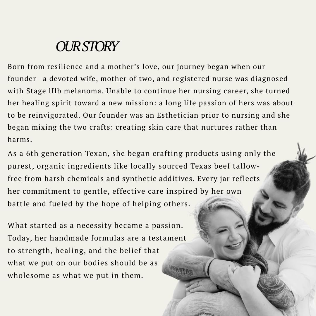 Beef Tallow Moisturizer - 100% Grass-Fed Whipped Face & Body Balm for Dry, Sensitive Skin | Lightly Scented | 4oz