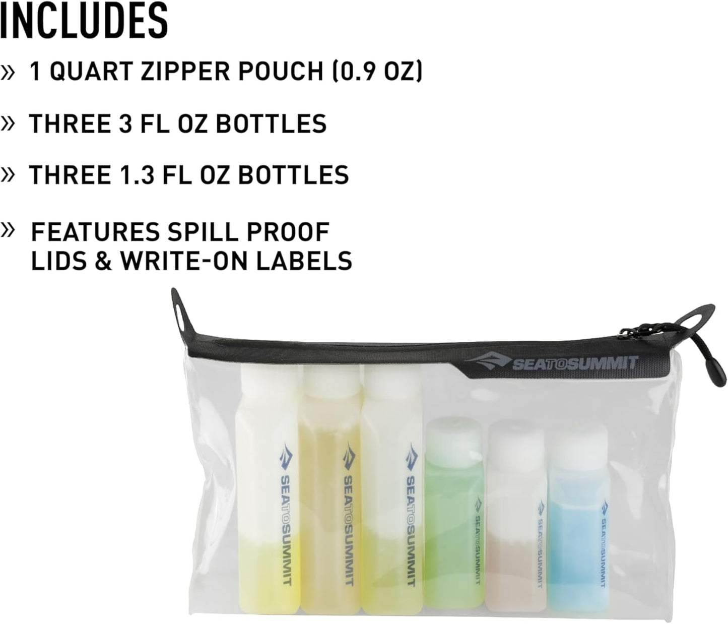 Sea to Summit Travel System - TSA-Approved Clear Zip Pouch with Travel Bottles & Mesh Bag