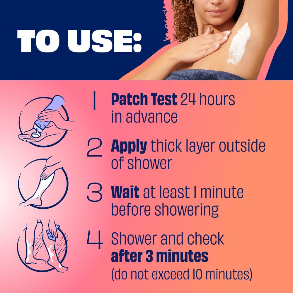 Nair Sensitive Shower Cream Hair Remover with Natural Coconut Oil and Vitamin E, Body Hair Removal Cream for Women, 12 oz