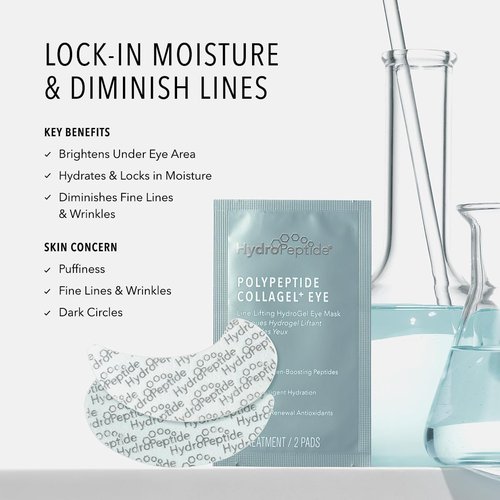 HydroPeptide PolyPeptide Eye Masks - Line-Lifting Hydrogel Patches for Firmer Skin & Dark Circles | 8 Treatments