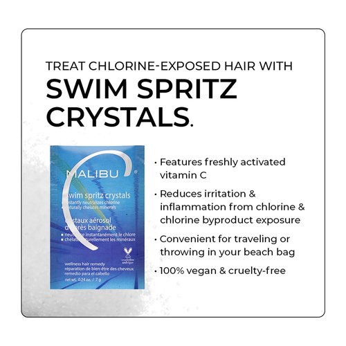 Malibu C Swim Spritz Crystals - Vitamin C Chlorine Neutralizer for Hair & Skin | 1 Packet