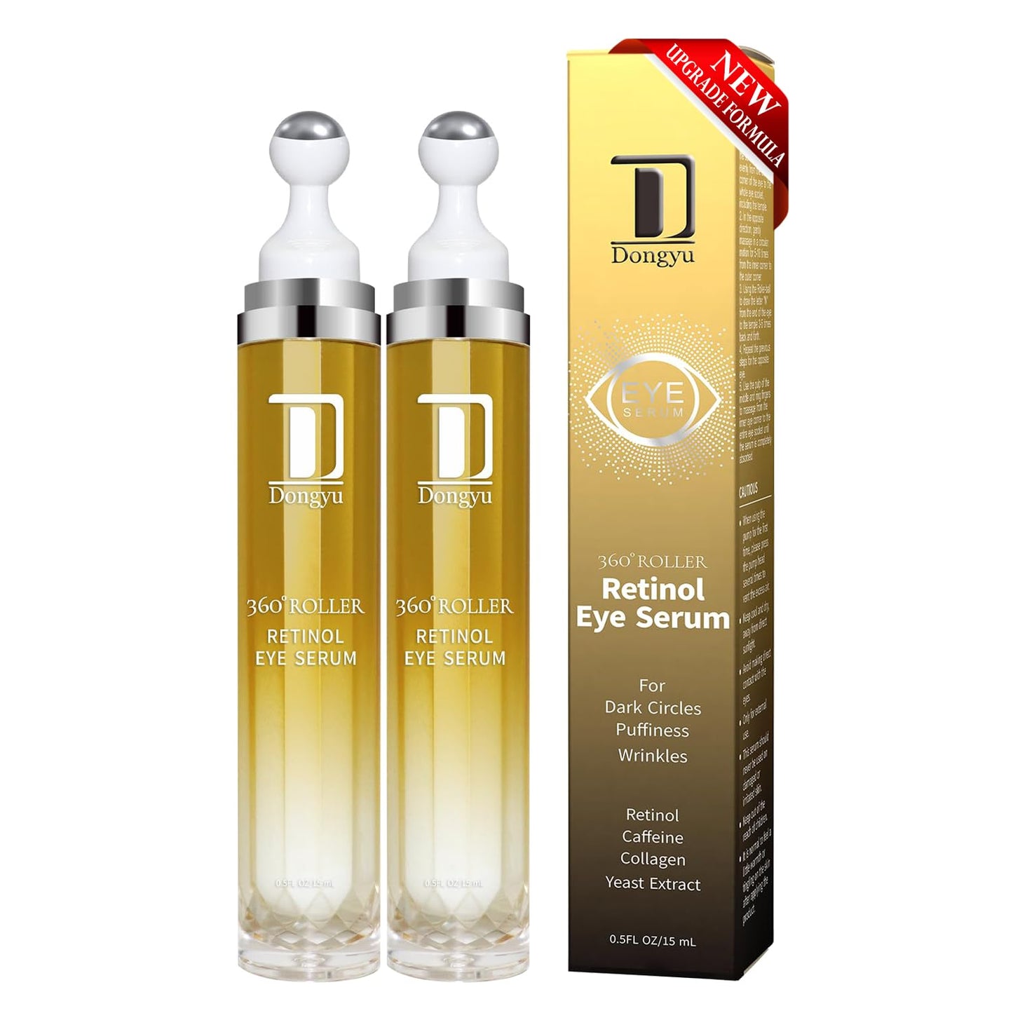 Retinol Eye Serum Anti Aging: Caffeine Under Eye Cream for Dark Circles Puffiness Bags - Reduce Wrinkles Fine Lines 30ml 2pack