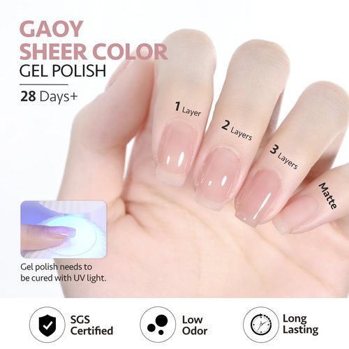 GAOY Jelly Nude Gel Nail Polish, 16ml Sheer Rose Pink Translucent Soak Off Gel Polish, UV Light Cure for Nail Art DIY, 1624 Ocean Song