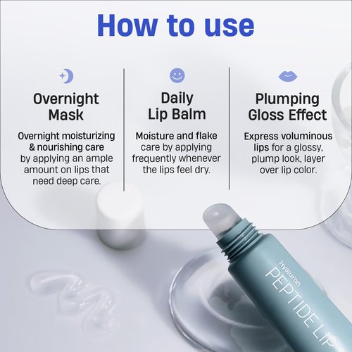 DERMATORY Hyalluron Peptide Volume Lip Mask Balm - Hydrating & Moisturizing for Day & Night (10ml)