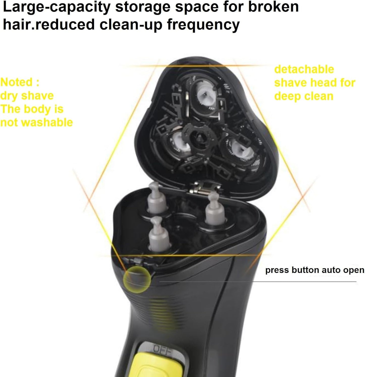 Skiennix Professional Corded Electric Shaver - 3D Rotary Razor for Close Shave & Bold Hair | Powerful 12V Motor