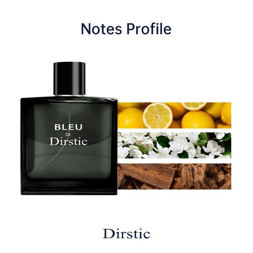 Dirstic Blue De For Men Perfume - Woody Aromatic Eau De Toilette | Long-Lasting Masculine Scent, 3.4 Fl Oz