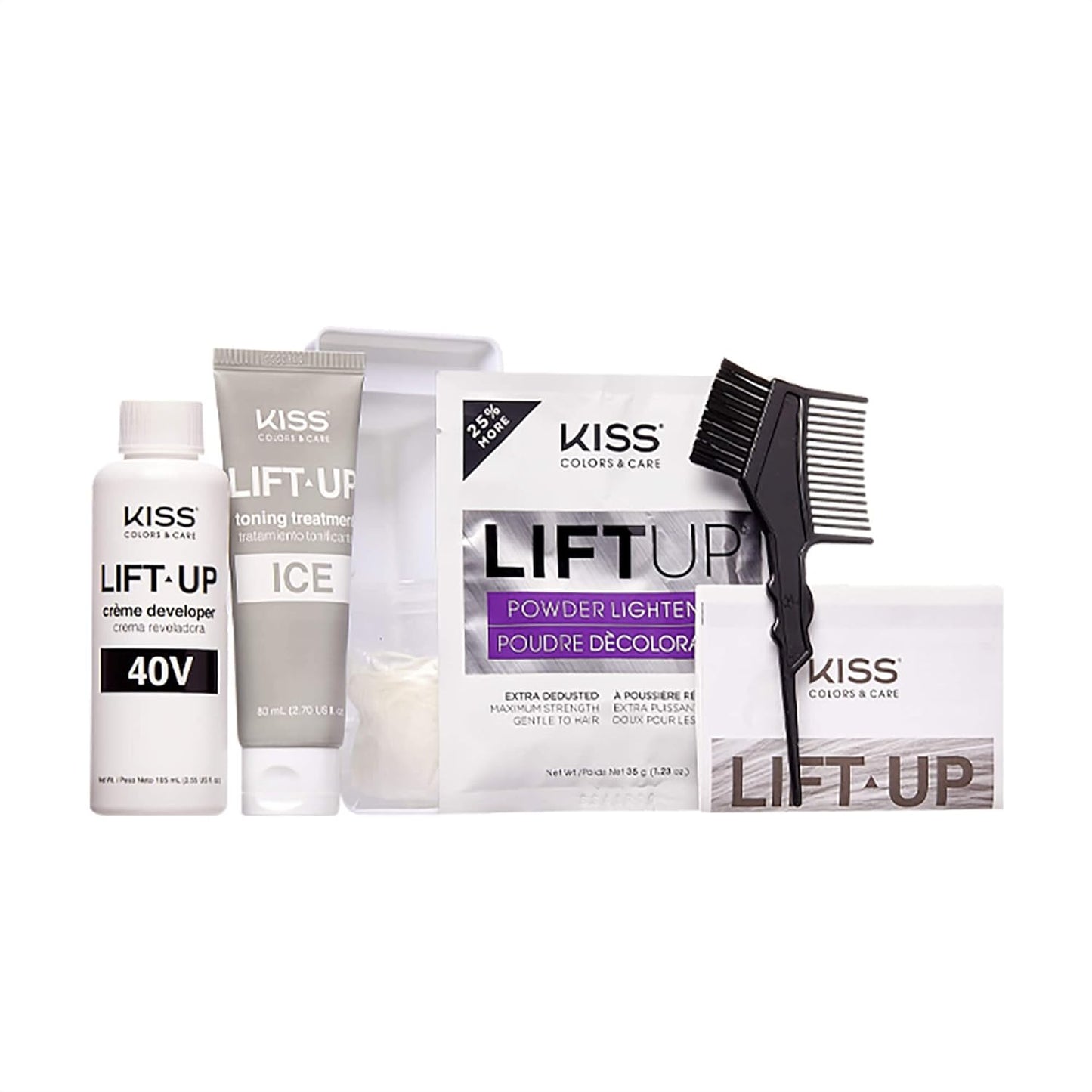 KISS Lift Up Hair Bleach Kit - Maximum Strength with Revitalizing Plex Serum | Complete 6-Pc DIY Set