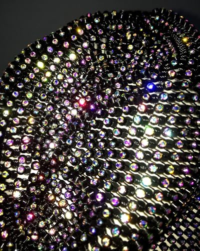 Sparkly Rhinestones Mesh Headband Beanie Women Girls Crystal Net Turban Headwrap Headpiece Glittery Christmas Halloween Costume Hairbands Nightclub Rave Party Head Cover Wraps Headscarf