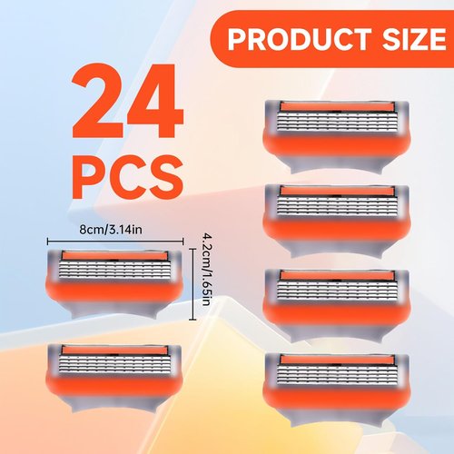Gillette Fusion 5 Razor Blades - 24 Premium 5-Layer Stainless Steel Refills for Smooth Shaving