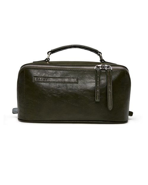 EACHY Makeup Bag, Large Capacity Cosmetic Bags for Women, Waterproof PU Leather Flat Open Toiletry Bag with Makeup Brush Organizer