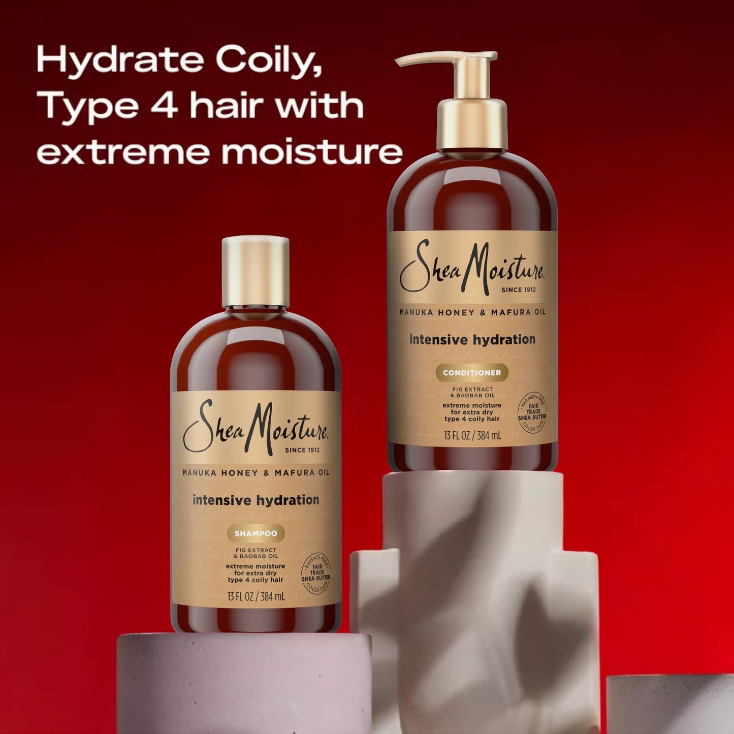 SheaMoisture Manuka Honey & Mafura Oil Shampoo and Conditioner - Intensive Hydration for Dry Hair | 13 Oz Each