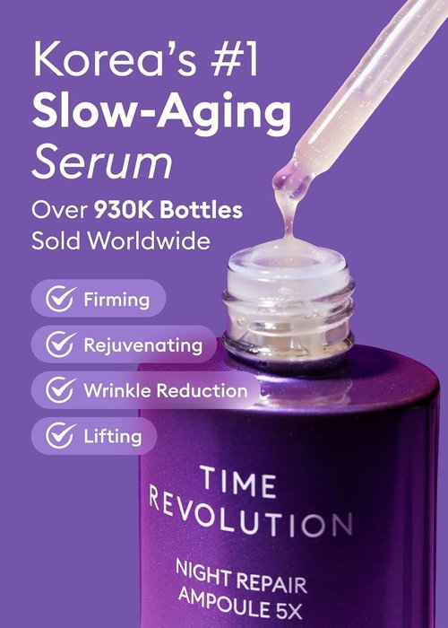 MISSHA Time Revolution Night Repair Serum - Probiotic Skincare for Radiance, 1.69 Fl Oz