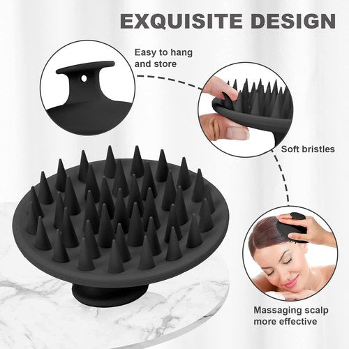 Meartchy Silicone Scalp Massager - Hair Growth & Dandruff Removal Brush | Soft Bristles for Wet & Dry Use (Black)
