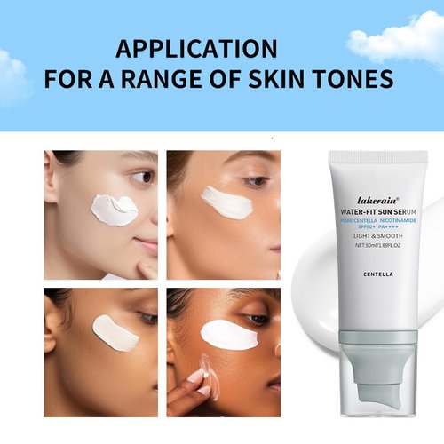 Centella Sunscreen SPF 50, Face Sun Screen Long-Lasting Protection, Cen-tella Madagascar Sunscreen, NO White Cast - Dry Oily Skincare,Moisturizing Non-Sticky Centella Water-Fit Sun Serum for All Skin