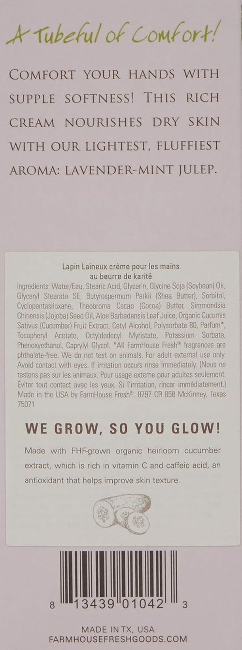 FarmHouse Fresh Fluffy Bunny Hand Cream - Lavender Mint, Nourishing Shea Butter, 2 Fl. Oz.