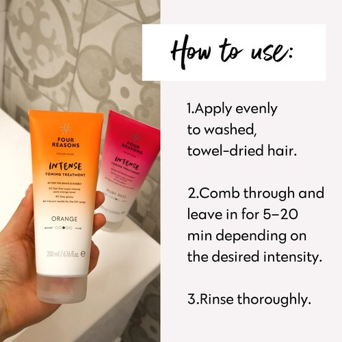 FOUR REASONS Color Mask | Intense Orange Hair Dye - Vegan Semi-Permanent Toning Treatment - 6.76 fl oz