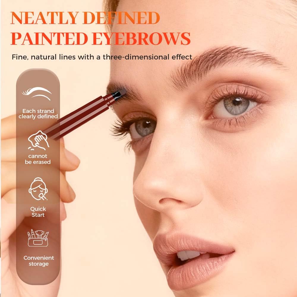 Skiennix 3D Magic Eyebrow Tattoo Pencil - Long-Lasting Fine Stroke Microblade | 2 Pcs Dark Brown