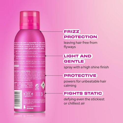 Lee Stafford Frizz Control Hair Spray - Lightweight Anti-Humidity Shine Mist, 4.5 Oz | Weatherproof Protection