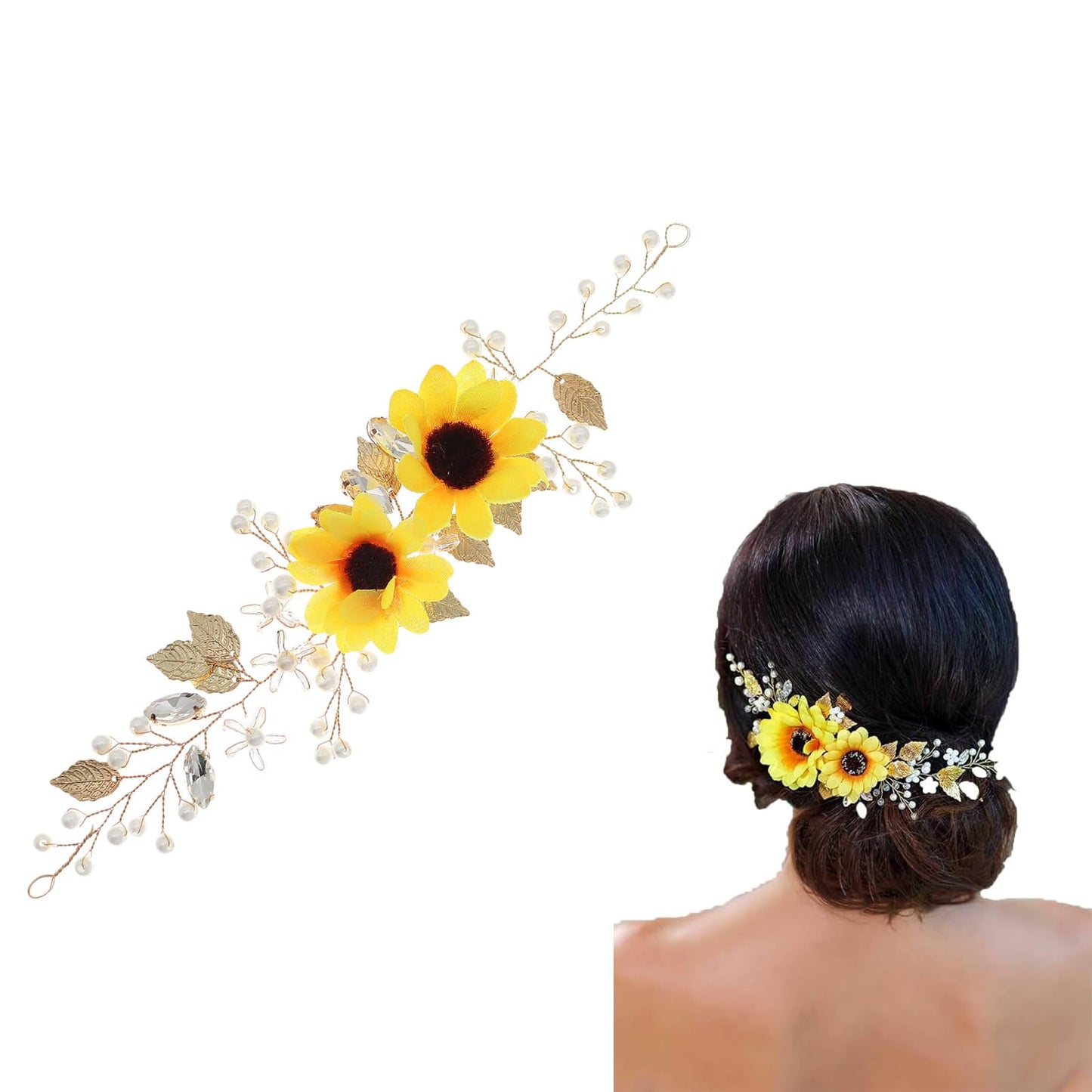 Beavorty Sunflower Headband Sun Flower Headband Hair Accessories Silk Cloth Bride Delicate Flowers Headband