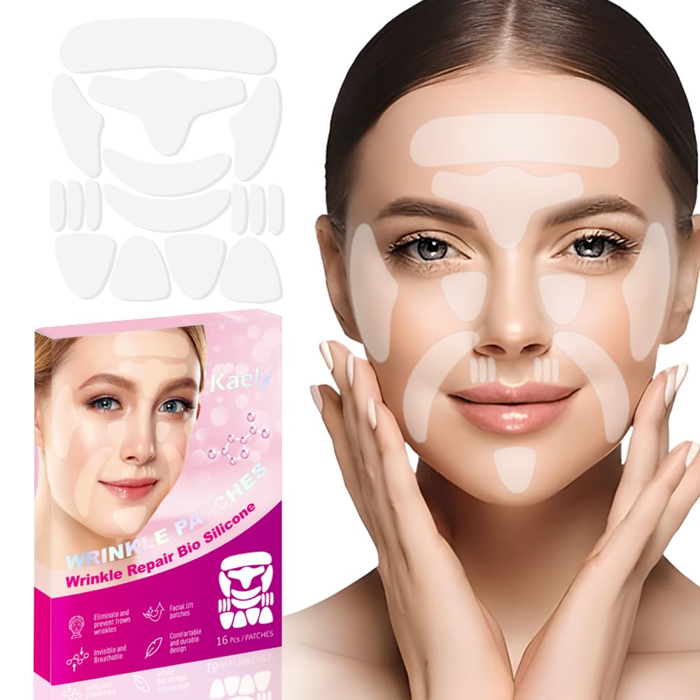 Kaely 192 Pcs Face Tape for Wrinkles Overnight,Facial Skin Wrinkle Patches for Face Overnight,Face Tape for Castor Oil,Face oil Tape Smoothing Silicone Mouth Forehead Wrinkle Patches for Sleeping