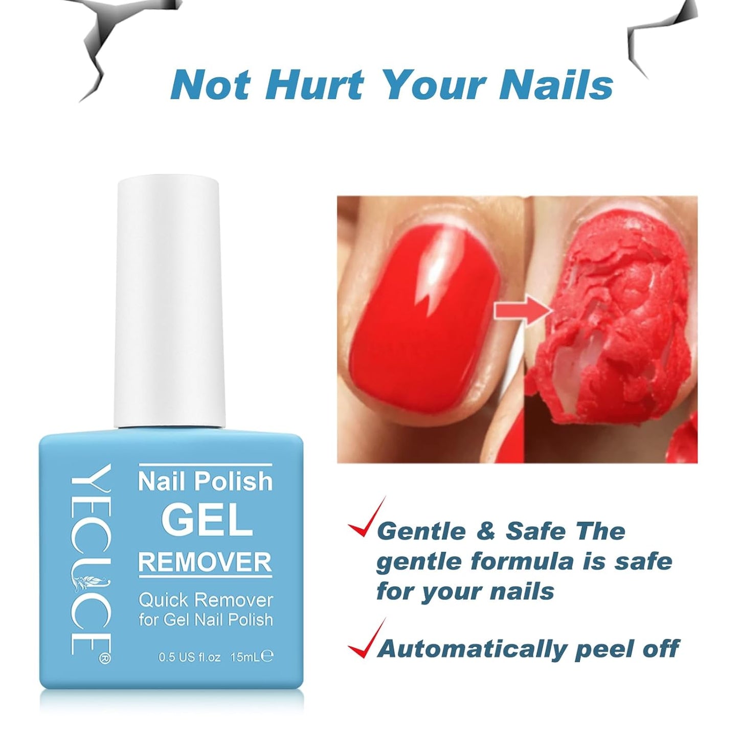 Skiennix Gel Nail Polish Remover - Quick & Easy 2-Minute Formula | 15ml, No Foil Needed