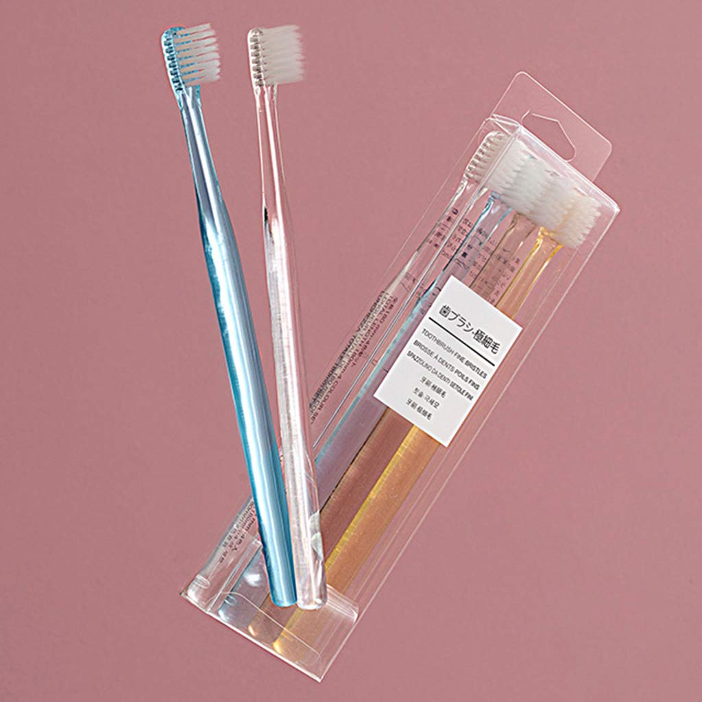 Skiennix Nordic Clear Crystal Handle Toothbrush Set - Soft Bristles, 4 Pieces, Compact Design
