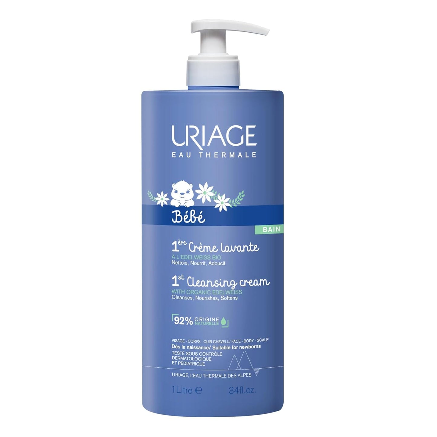 Uriage Baby Body Wash - Organic Edelweiss & Shea Butter, Gentle Cleansing, Soap-Free, 200ml