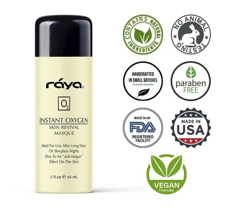 Raya Instant Oxygen Skin Revival Masque - Anti-Fatigue Facial Treatment Mask for All Skin Types