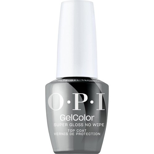 OPI GelColor Super Gloss No Wipe Top Coat | LED Cure Gel Nail Polish with High Shine Finish | For Nail Art & Chrome Powder Looks | Protects Color & Prevents Chipping | 0.5 Fl Oz