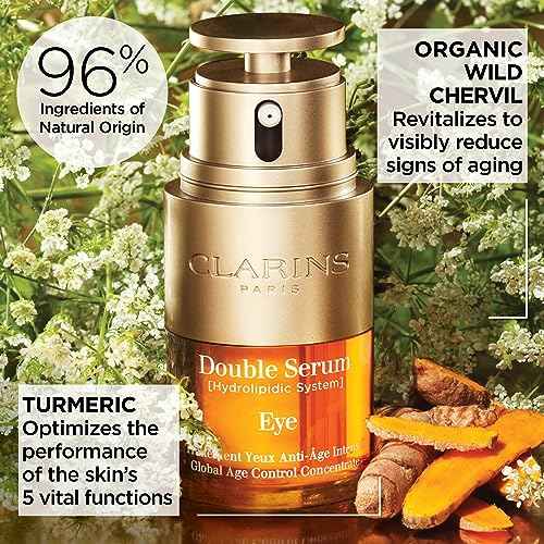 Clarins DOUBLE SERUM EYE | Anti-Aging Eye Treatment | Visibly Smoothes, Firms, Hydrates and Revitalizes For More Youthful-Looking Eyes In Just 7 Days* | 13 Plant Extracts, Including Turmeric | 0.6 Oz