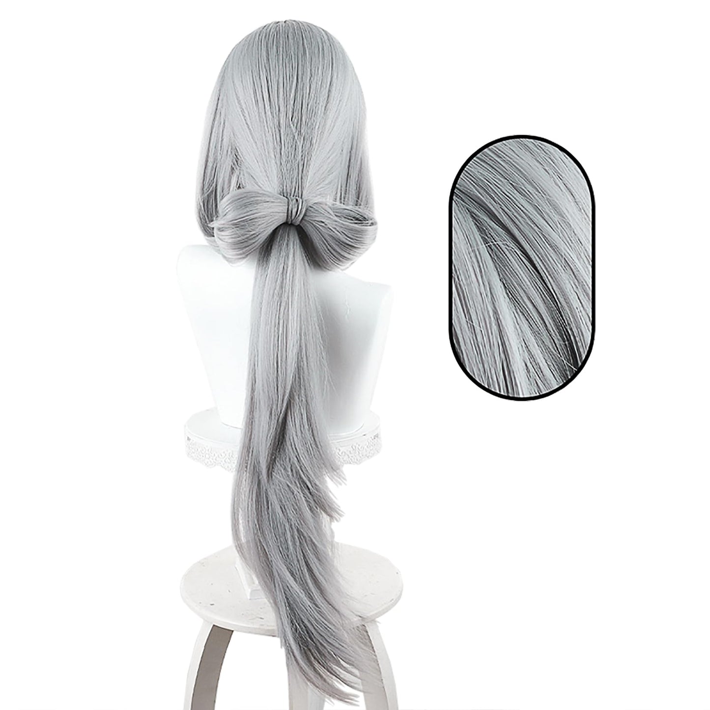 XiongXiongLe Honkai Star Rail Hanya Wig Cosplay Silver White Long Straight Women Costumes Hair Wigs for Girls Cos Anime Game Party Halloween Christmas Daily Wear(Hanya)