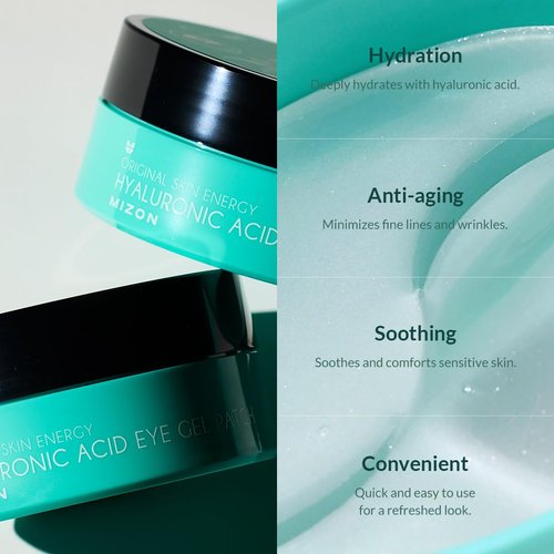 MIZON Triple Hyaluronic Acid Eye Gel Patches - Hydrogel Masks for Deep Hydration & Plumping | 60 Pcs Under-Eye Treatment