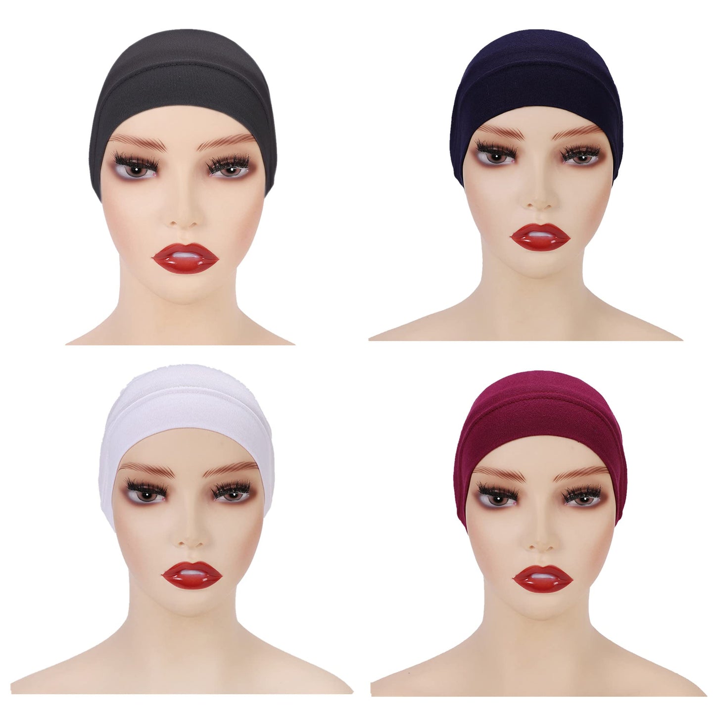 MOWEN 4 Piece Hijab Cap Hijab Scarf Hijab Cap for Women