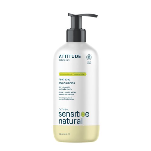 ATTITUDE Hand Soap for Sensitive Skin Enriched with Oat, EWG Verified, Dermatologically Tested, Vegan