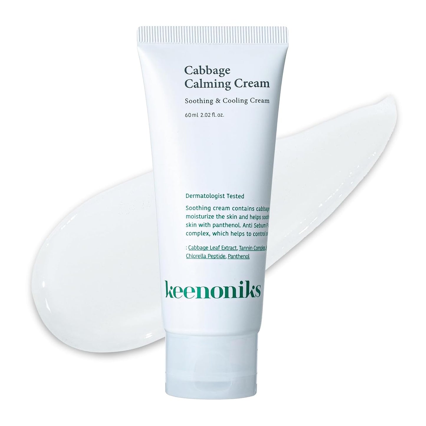 Keenoniks Cabbage Calming Cream - Instantly Hydrate & Tighten Pores - Korean Moisturizer for Sensitive Skin - 60ml