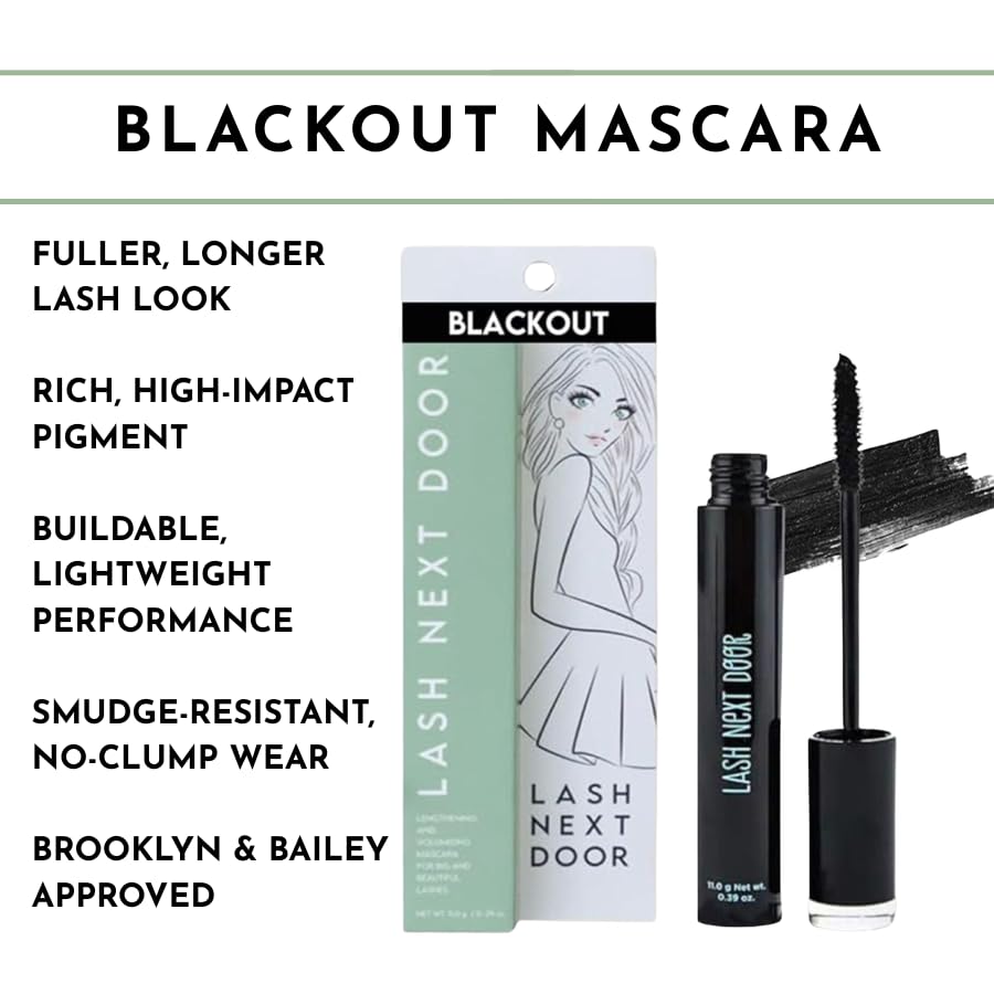 Brooklyn and Bailey Water Resistant Mascara - No Clump Volumizing for Thick, Long Lashes | Black (1 Pack)