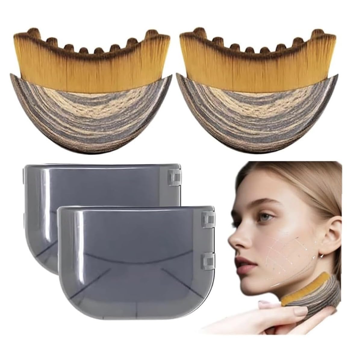 Wutre Lymphatic Drainage Face Brush Set - Natural Soft Bristle for Contouring & Detox | Anti-Puffiness Massager